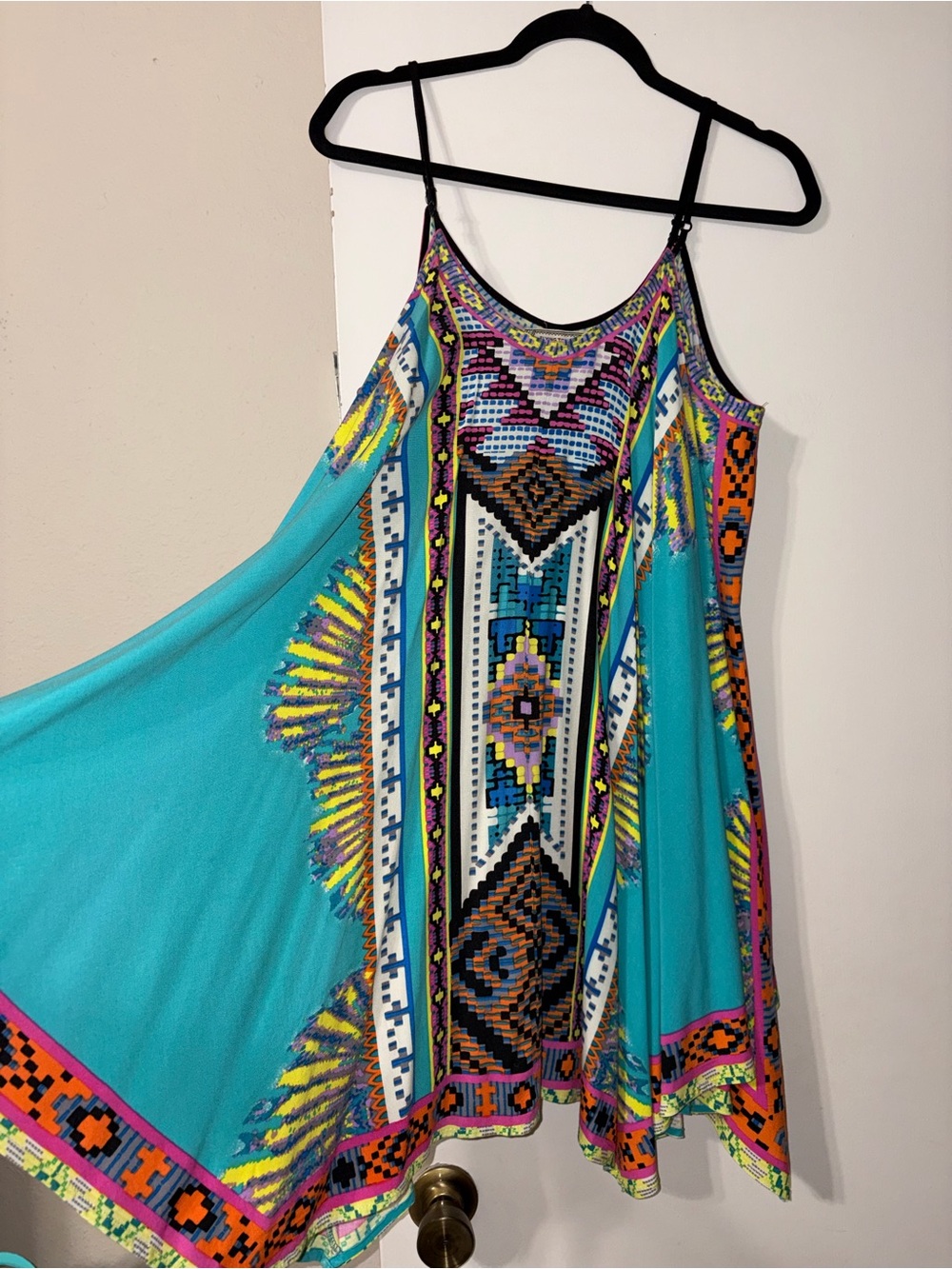 Flying Tomato Turquoise Tribal Print Mini Dress